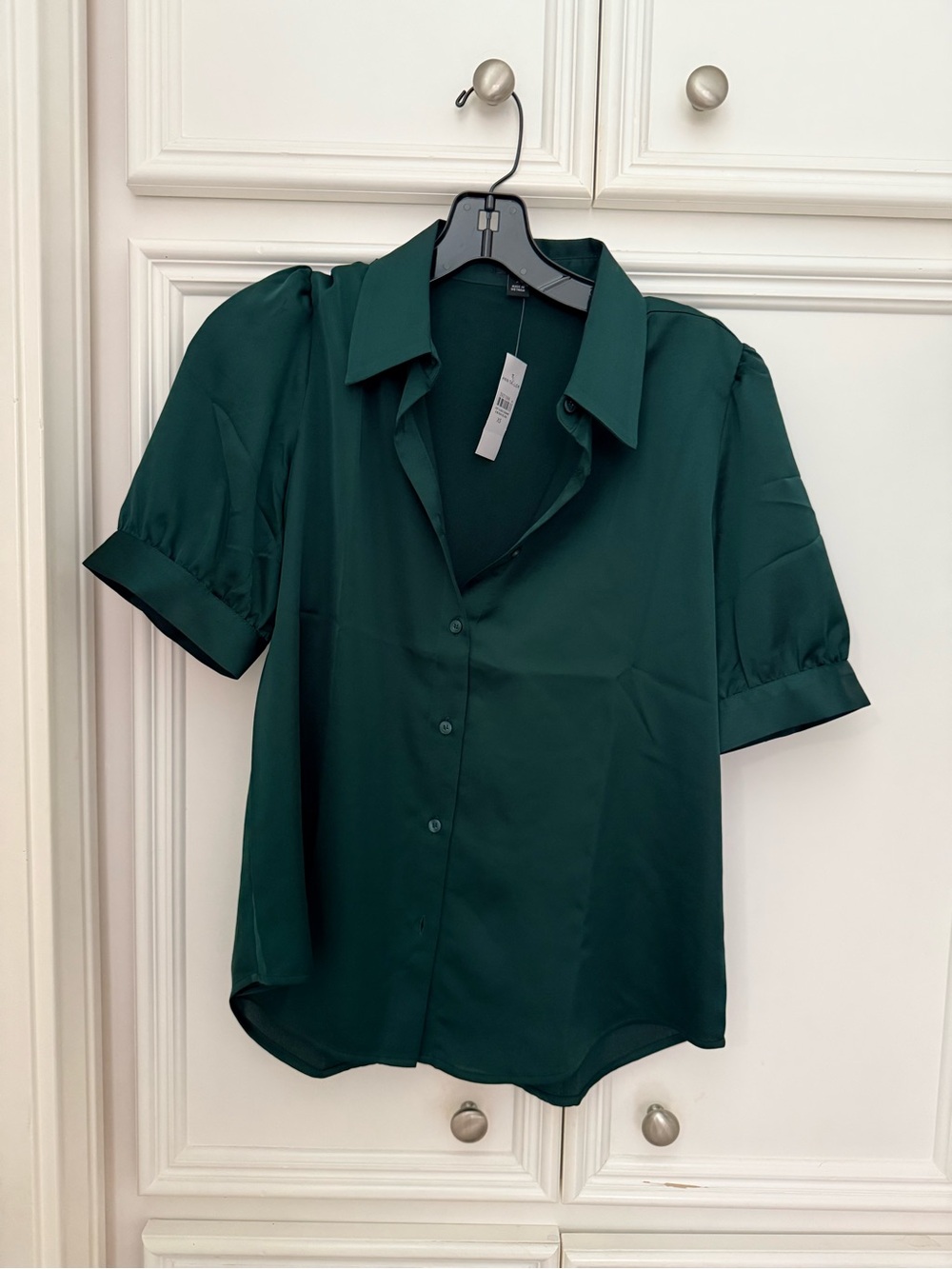 Ann Taylor Dark Green Short Sleeve Button Down Shirt